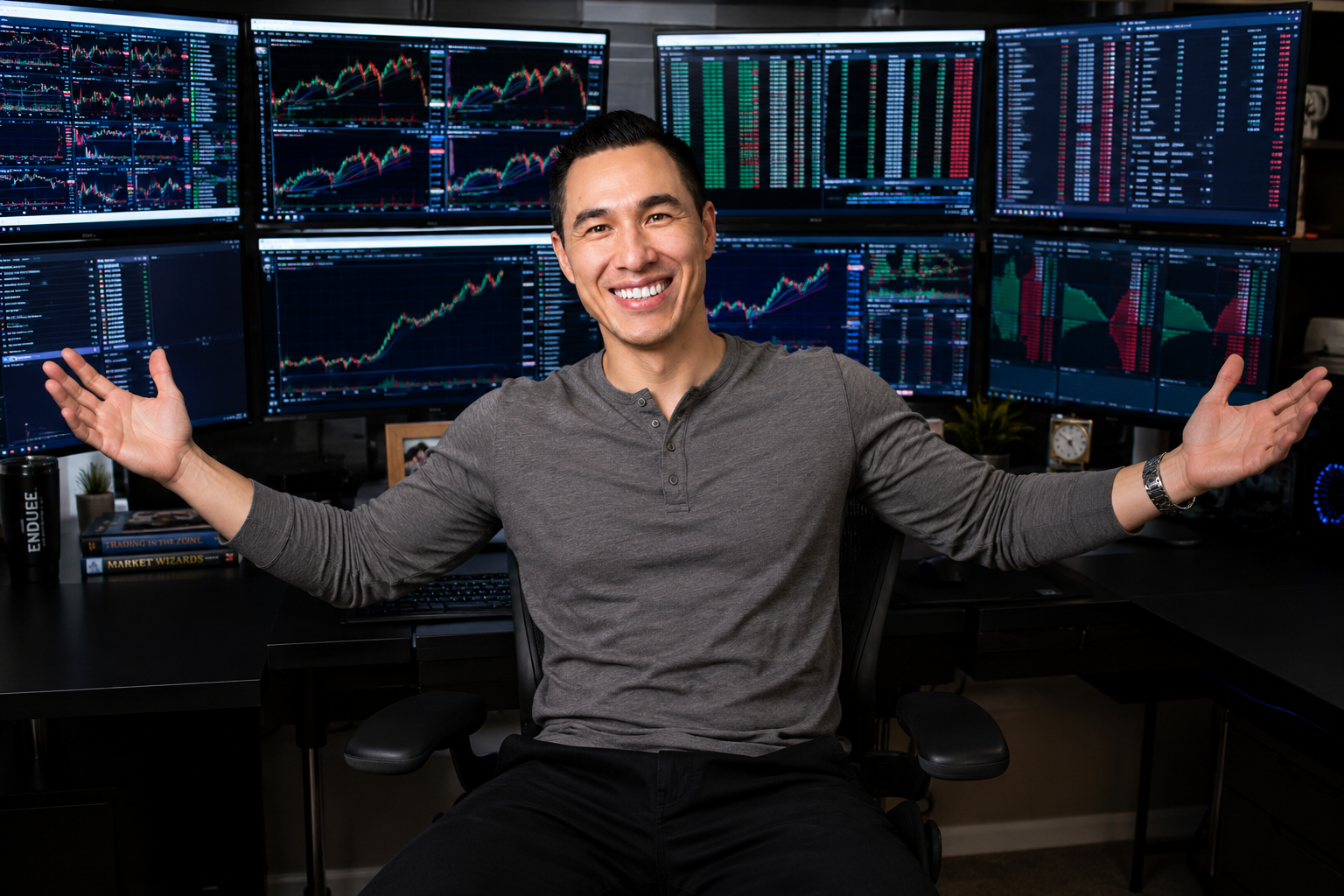 Paul Remington Wang behind trading screens