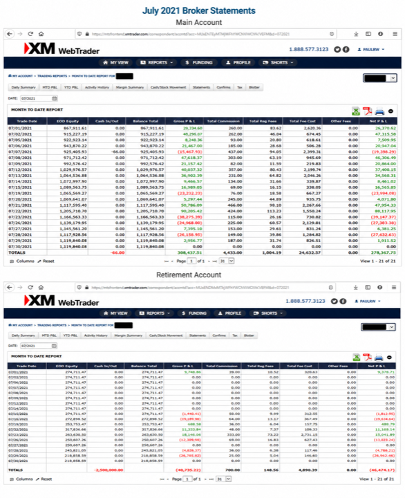 July 2021 account result image
